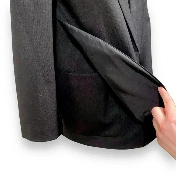 NWT Alexander Wang Virgin Wool Black Open Front Blazer Jacket Leather Trim 8 - Picture 10 of 12